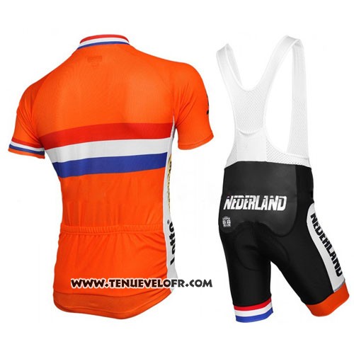 2016 Maillot Ciclismo Pays Bas Orange et Bleu Manches Courtes et Cuissard